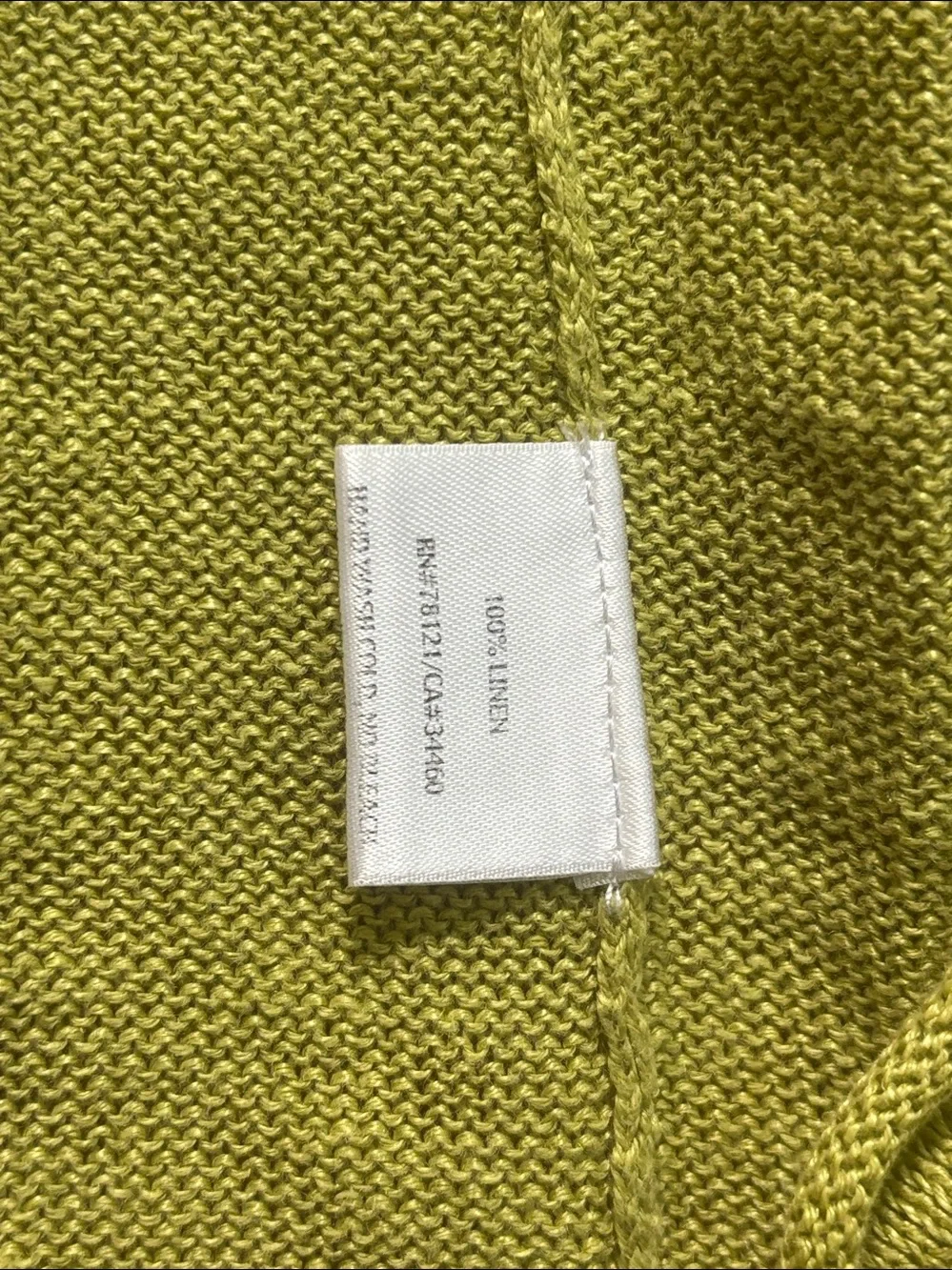 Eileen Fisher short sleeve chartreuse linen sweater size petite small.